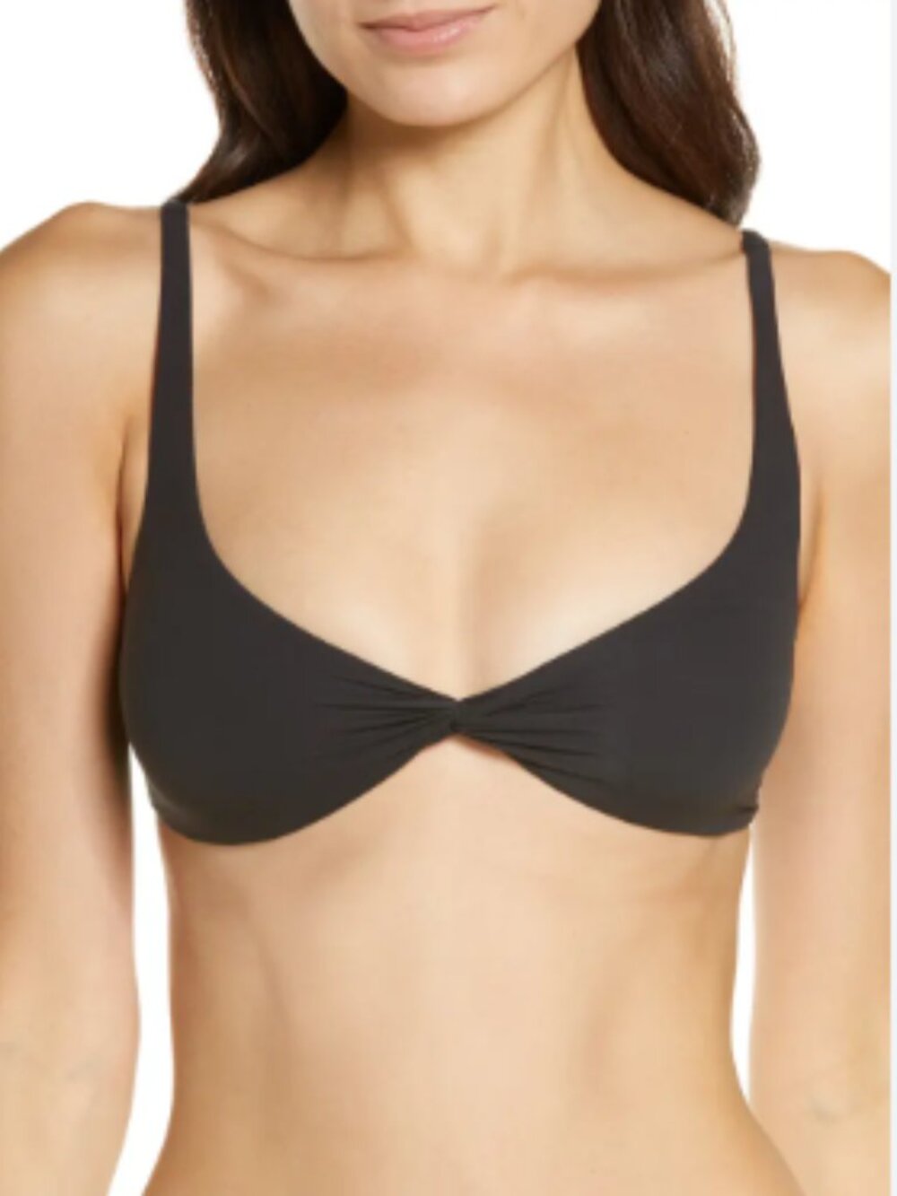 Skims Fits Everybody Skimpy Scoop Bralette Onyx Black Twist Front Size Medium
